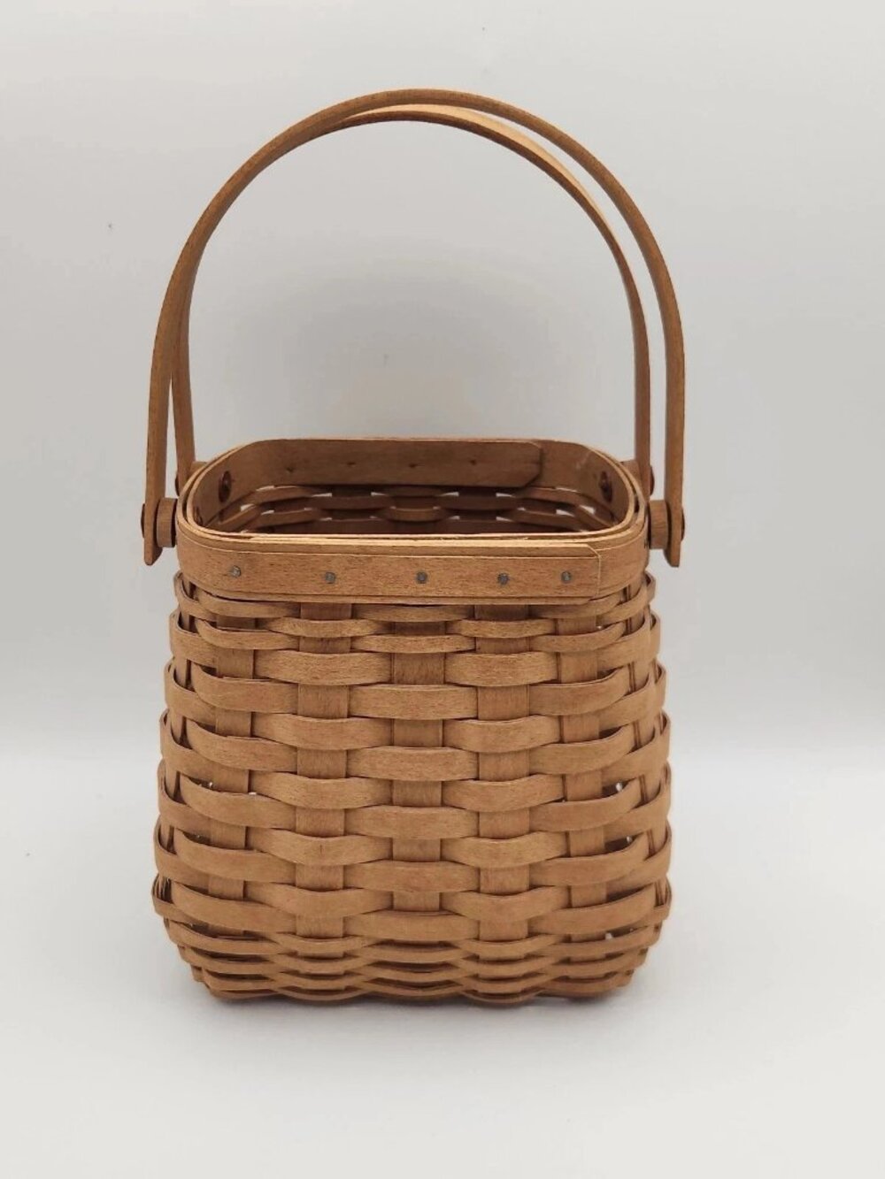 Longaberger 2002 Tiny Tote Basket with Double Hinged Handle With Protector